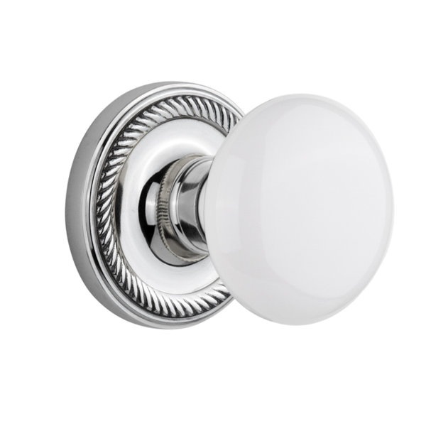 Nostalgic Warehouse White Porcelain Single Dummy Door Knob with Rope